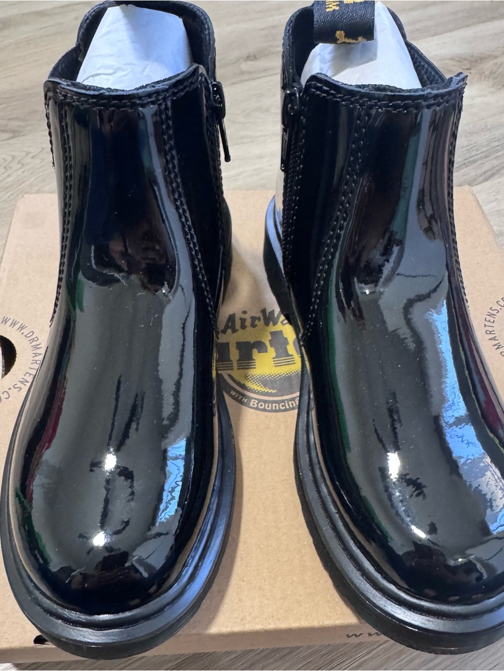 Dr. Martens Girls Black Patent Boots size 13 NIB